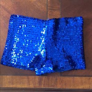 Burlesque blue sequin dance shorts